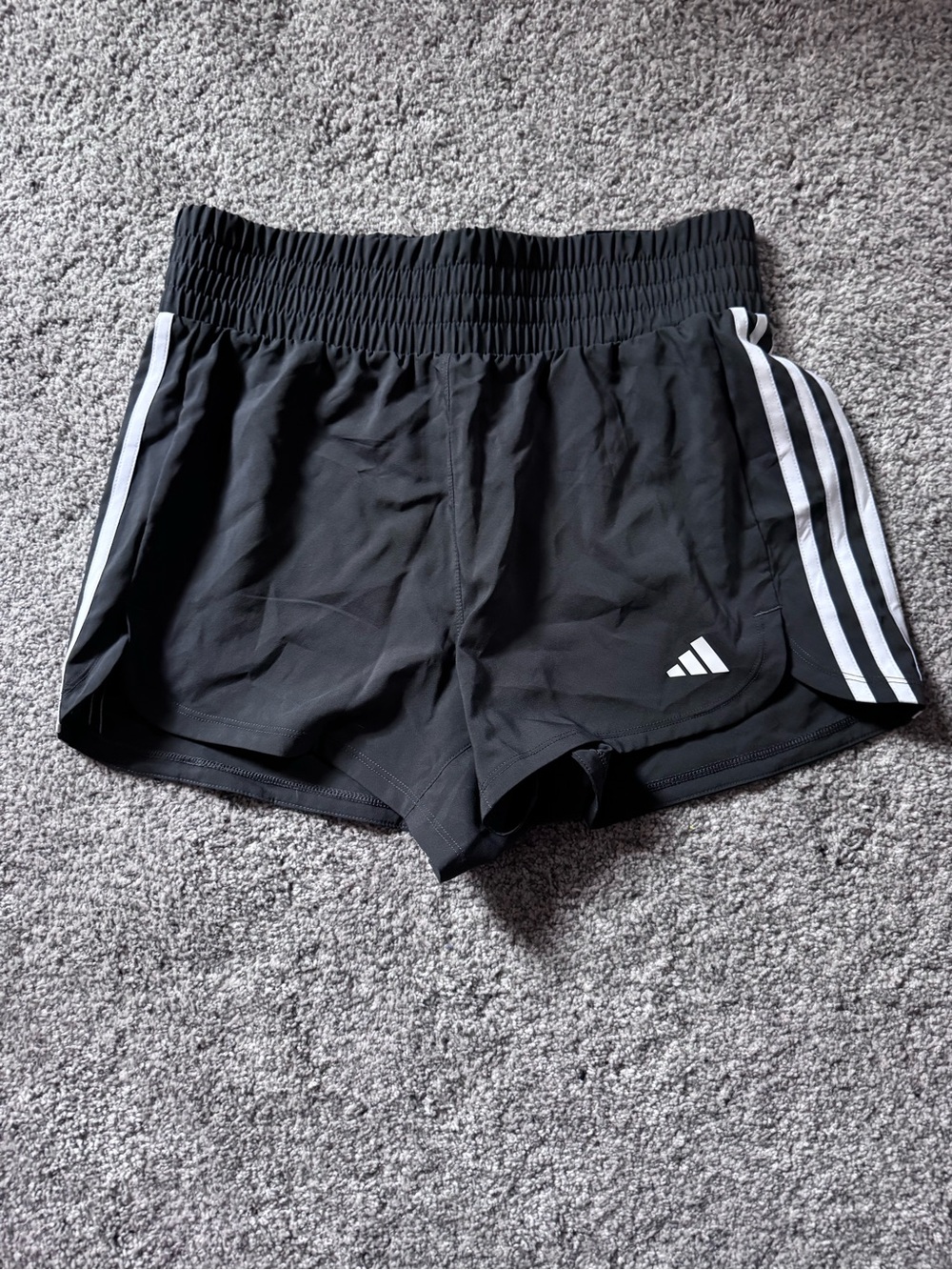 adidas Black Athletic Running Shorts with White Stripes
